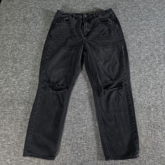 American Eagle Outfitters Denim - American Eagle High Rise Mom Jeans Black Distressed Denim Size 10 Short